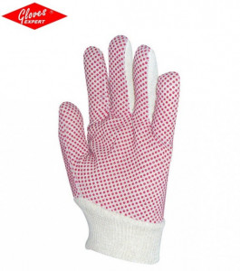 Manusi de gradinarit din material textil,picouri PVC rosii