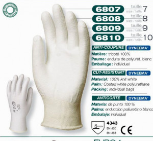 Manusi protectie antitaiere albe 6810