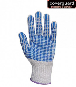 Manusi textile antialunecare, cu picouri albastre plate, rezistente la uzura