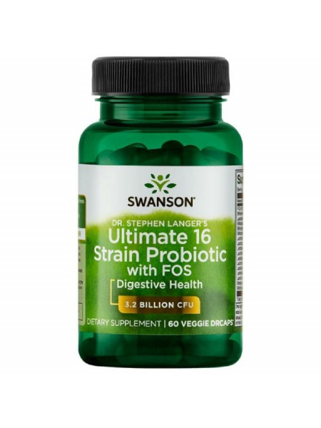 Dr Stephen Langer's Ultimate 16 strain with FOS - Complex 16 Probiotice + Prebiotice FOS 60 capsule veggie DRcaps Swanson