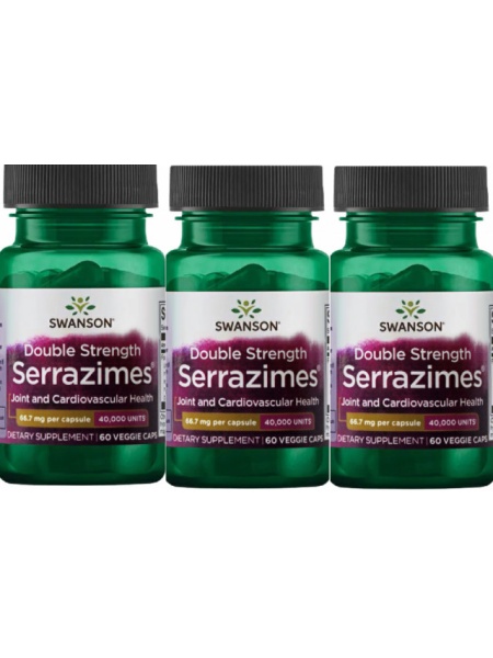 Pachet 3x Double Strenght Serrazimes® - Serrapeptase Forte 40,000 UI 180 capsule Livrare Gratuita