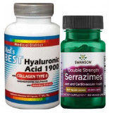 Pachet Best Hialuronic Acid 1900 cu Colagen de tip II si Condroitina si Serrazimes Gonartroza Coxartroza Hernie Disc