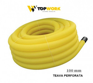 Teavă de drenaj galbena PVC 100mm 50m