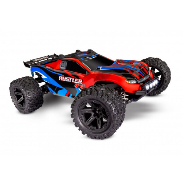 Automodel RC Traxxas Rustler 4x4 RTR cu lumini 67064-61 si baterii 