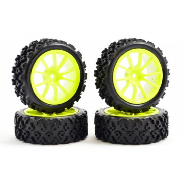 Roti automodele touring/rally 1/10, jante neon galben, Fastrax