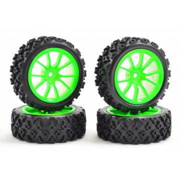 Roti automodele touring/rally 1/10, jante neon verde, Fastrax