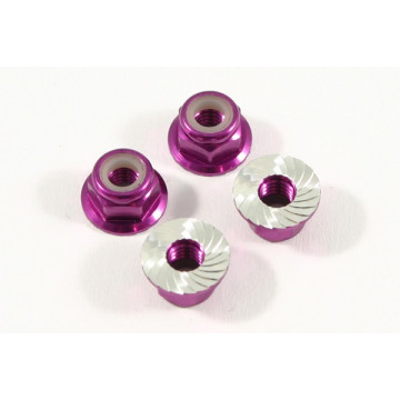 Set piulite roti tip M4 Fastrax din aluminiu, cu flansa si autoblocare