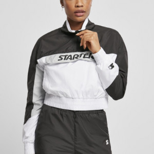 Ladies Starter Colorblock Pull Over Jacket black/white L