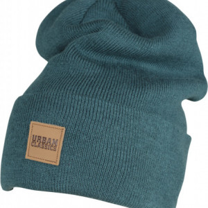 Synthetic Leatherpatch Long Beanie