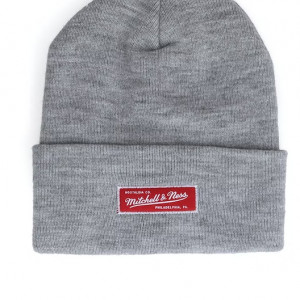 Mitchell & Ness Branded Roll Up Beanie grey heather