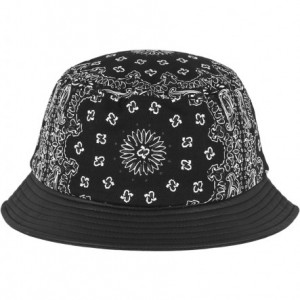 Bandana Leather Imitation Brim Bucket Hat