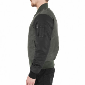 Basic Bomber Leather Imitation Sleeve Jacket