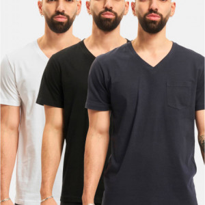 DEF 3 Pack T-Shirt Colored black+white+navy 3XL