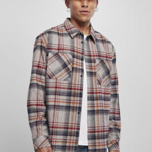 Heavy Curved Oversized Checked Shirt grey/red 3XL