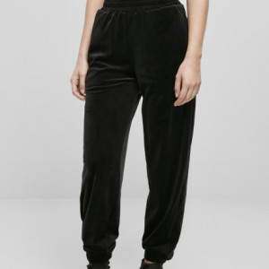 Ladies High Waist Ballon Velvet Sweat Pants black 3XL