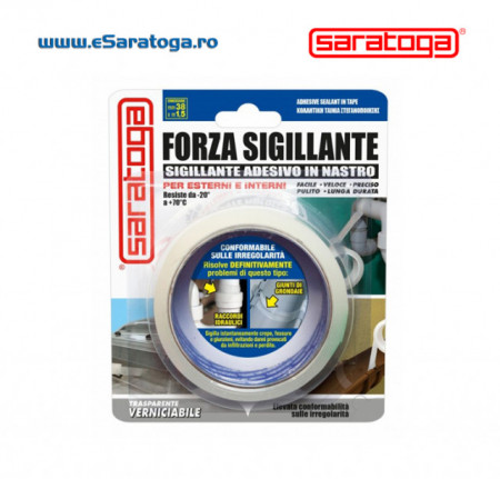 Banda etansanta adeziva instantaneu FORZA SIGILLANTE - 38mm x 1.5m - transparenta