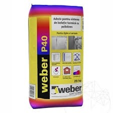 weber P40 max2 ADEZIV POLISTIREN SI VATA MINERALA 25 kg