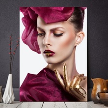 Tablou Portret Fashion cu Make-up Auriu FBH119