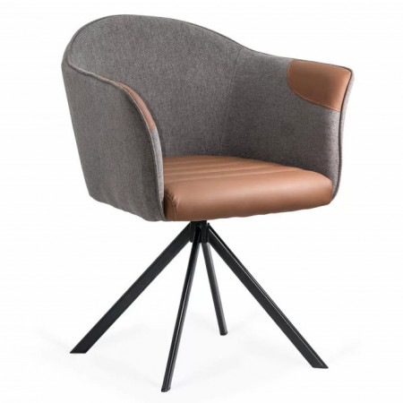 Scaun modern  rotativ 360 gr piele/textil maro-gri, Buc0222