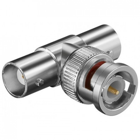 Conector BNC tata - 2xBNC mama, model BNC07