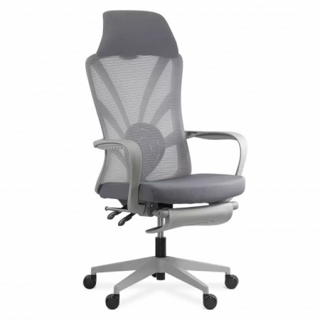 Scaun de birou ergonomic cu spatar rabatabil si suport picioare, Gri model SYYT9512