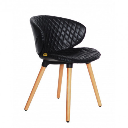 Scaun Cover Wood, eco piele maro/Negru