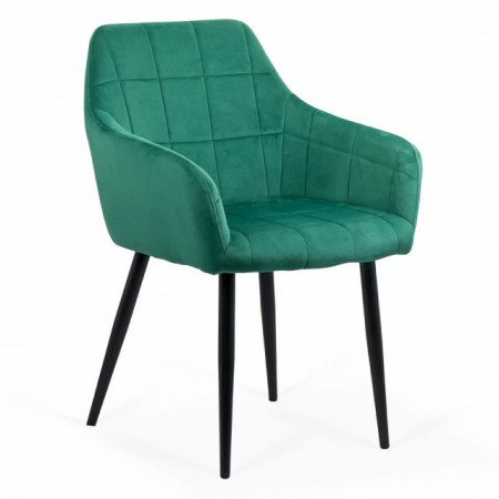 Scaun living din catifea, picioare metalice negre, Buc260 Verde