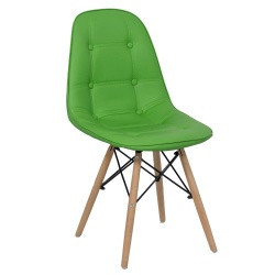 Scaun de bucatarie sezut scoica, picioare fag, piele eco, Verde Buc232