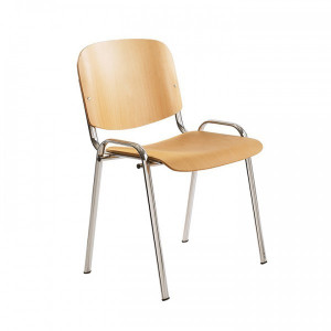 Scaun de vizitator cromat model Taurus Lemn