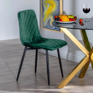 Scaun Living din catifea cu picioare negre BUC209 verde