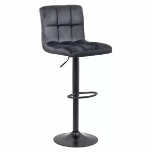 Scaun Bar cu spatar, reglabil, tapitat catifea, gri/negru ABS191B