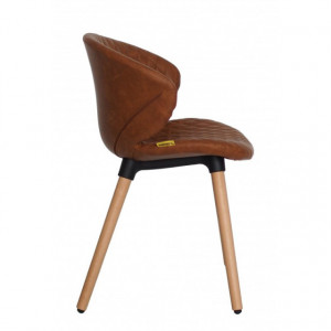 Scaun Cover Wood, eco piele maro/Negru