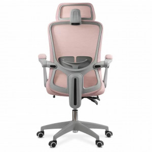 Scaun de birou din mesh, cu cu tetiera si suport picioare, Roz, model OFF430