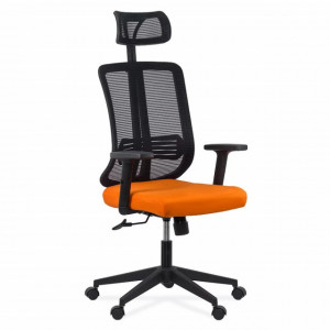 Scaun ergonomic din plasa, cu tetiera si brate reglabile OFF 402 Portocaliu