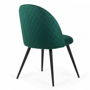 Scaun Living din catifea cu picioare negre BUC207 verde