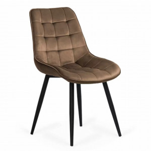 Scaun Living din catifea si cadru metalic, Buc206 maro