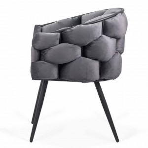 Scaun modern din catifea cu cadru metalic BUC256 GRI