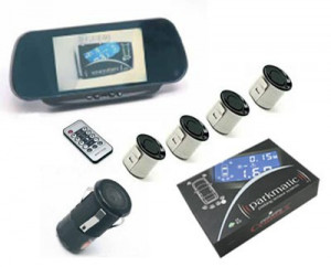 Senzor de parcare cu 4 senzori + Camera+ Monitor, avertizare acustica si vizuala cu Monitor TFT tip oglinda Model 9007