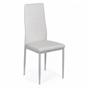 Scaun de bucatarie tapitat, piele eco, picioare  buc263 alb
