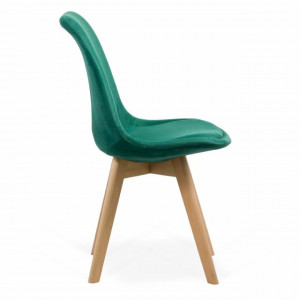 Scaun de living tip scoica cu perna, catifea, picioare lemn, diverse culori, Buc242V VERDE