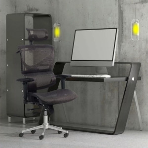 Scaun ergonomic multifunctional cu brate reglabile si sezut culisabil SYYT 9500 negru