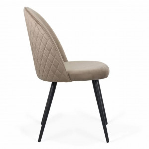 Scaun Living din catifea cu picioare negre  BUC207 bej