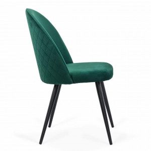 Scaun Living din catifea cu picioare negre BUC207 verde
