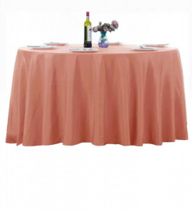 Fata de masa rotunda, din satin, pentru mese de 180cm, model GLM4 Roz