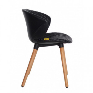 Scaun Cover Wood, eco piele maro/Negru