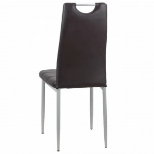 Scaun de bucatarie tapitat, piele eco, picioare cromate, Maro/Negru, 264
