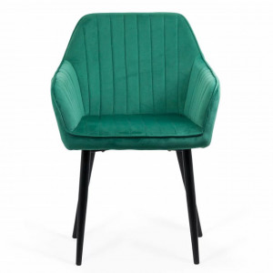 Scaun dinning tapitat catifea, picioare metalice negre, Buc259 Verde