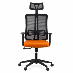 Scaun ergonomic din plasa, cu tetiera si brate reglabile OFF 402 Portocaliu