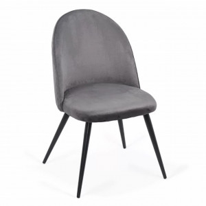 Scaun Living din catifea cu picioare negre BUC207 gri