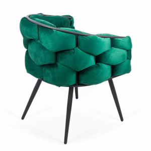 Scaun modern din catifea cu cadru metalic BUC256 verde